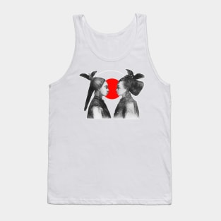 The hair, the hairstyle of the Chinese woman. Vintage design. Tank Top